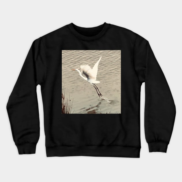 Soaring Egret Crewneck Sweatshirt by Photomersion